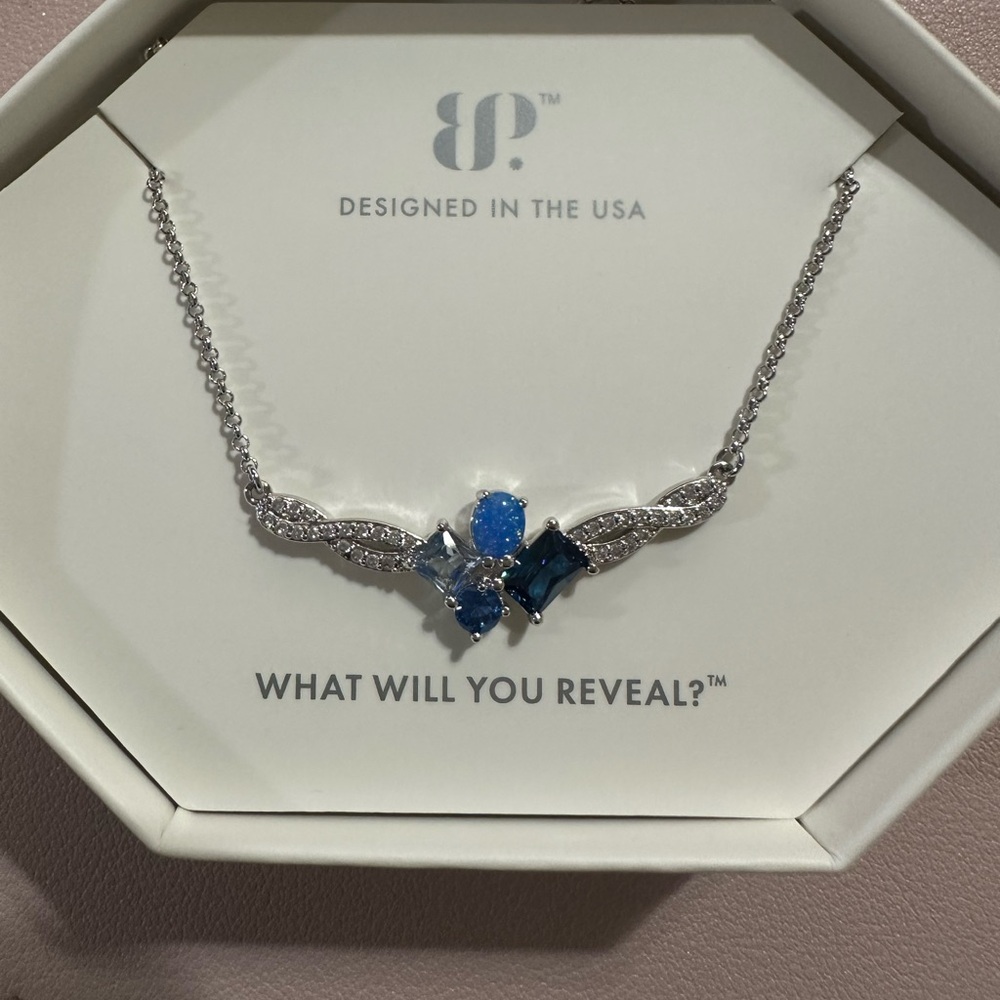 BP Fearless Soul lab grown Azure Blue Fire Opal & blue topaz necklace